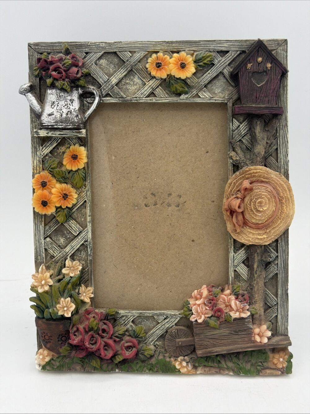 Cottagecore Garden Photo Frame 4x6 Floral Birdhouse Watering Can Country Decor
